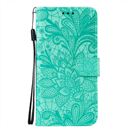 For Samsung Galaxy S22+ 5G Lace Flower Leather Phone Case with Holder & Card Slots & Wallet & Photo Frame(Green)-garmade.com
