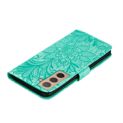 For Samsung Galaxy S22+ 5G Lace Flower Leather Phone Case with Holder & Card Slots & Wallet & Photo Frame(Green)-garmade.com