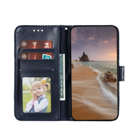 For Samsung Galaxy S22+ 5G Lace Flower Leather Phone Case with Holder & Card Slots & Wallet & Photo Frame(Dark Blue)-garmade.com