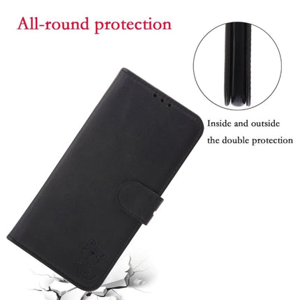 For Samsung Galaxy S22 5G Embossed Happy Cat Pattern Horizontal Flip Leather Phone Case(Black)-garmade.com