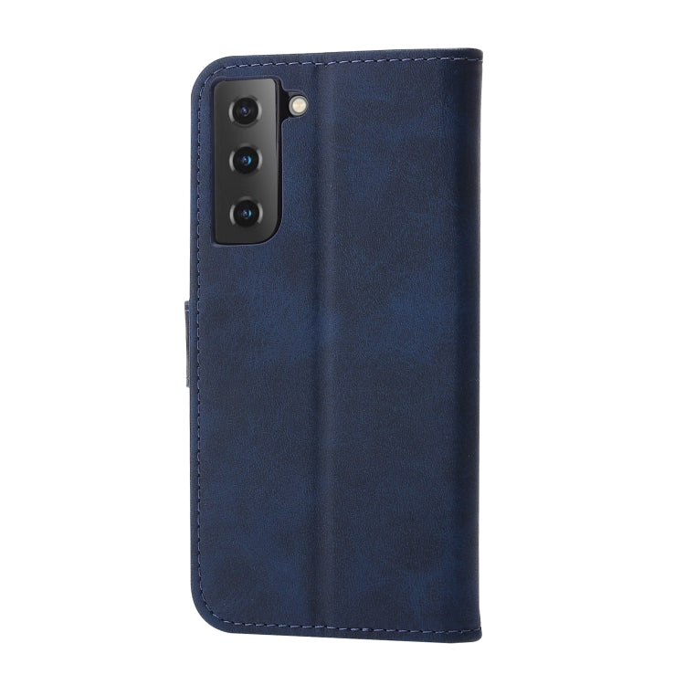 For Samsung Galaxy S22+ 5G Embossed Happy Cat Pattern Horizontal Flip Leather Phone Case(Blue)-garmade.com