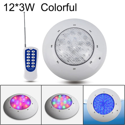 12x3W ABS Plastic Swimming Pool Wall Lamp Underwater Light(Colorful+Remote Control)-garmade.com
