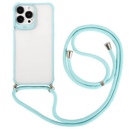 Macaron Color Phone Case with Lanyard For iPhone 13 Pro(Blue)-garmade.com