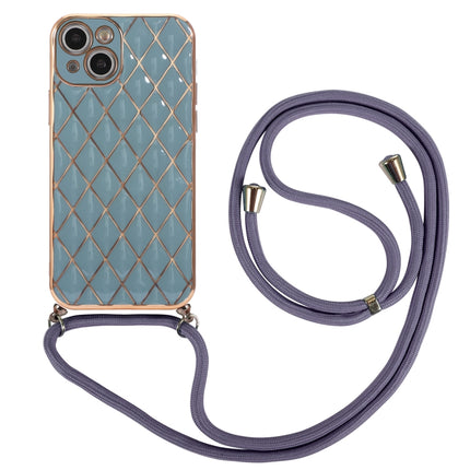 Electroplating Lambskin Lanyard Phone Case For iPhone 13 mini(Grey)-garmade.com