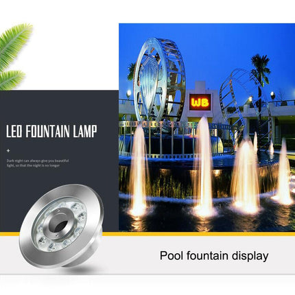 6W Landscape Ring LED Stainless Steel Underwater Fountain Light(Warm Light)-garmade.com
