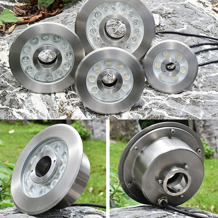 18W Landscape Ring LED Stainless Steel Underwater Fountain Light(White Light)-garmade.com