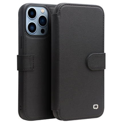 QIALINO Magnetic Buckle Phone Leather Case with Card Slot For iPhone 13 Pro(Black)-garmade.com