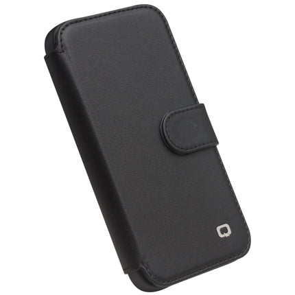QIALINO Magnetic Buckle Phone Leather Case with Card Slot For iPhone 13 Pro(Black)-garmade.com