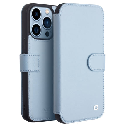 QIALINO Magnetic Buckle Phone Leather Case with Card Slot For iPhone 13 Pro(Sierra Blue)-garmade.com