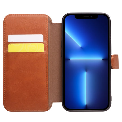 QIALINO Magnetic Buckle Phone Leather Case with Card Slot For iPhone 13 Pro(Brown)-garmade.com