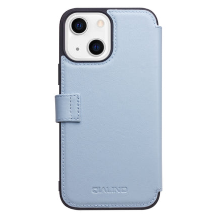 QIALINO Magnetic Buckle Phone Leather Case with Card Slot For iPhone 13 mini(Sierra Blue)-garmade.com