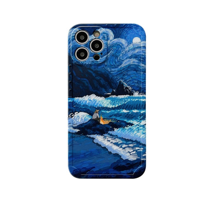 Oil Painting IMD Straight TPU Protective Phone Case For iPhone 13 Pro(Waves)-garmade.com