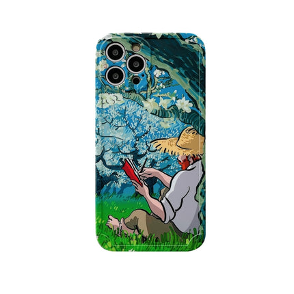 Oil Painting IMD Straight TPU Protective Phone Case For iPhone 13 Pro(Apricot)-garmade.com