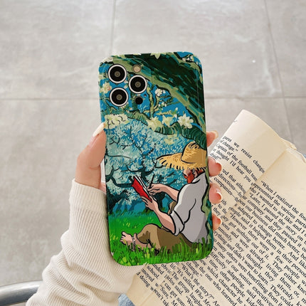 Oil Painting IMD Straight TPU Protective Phone Case For iPhone 13 Pro(Apricot)-garmade.com