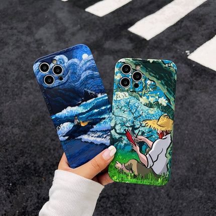 Oil Painting IMD Straight TPU Protective Phone Case For iPhone 13 Pro(Apricot)-garmade.com