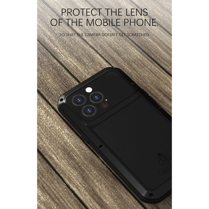 LOVE MEI Metal Shockproof Waterproof Dustproof Protective Phone Case For iPhone 13 Pro(Black)-garmade.com