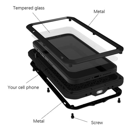 LOVE MEI Metal Shockproof Waterproof Dustproof Protective Phone Case For iPhone 13 Pro(Red)-garmade.com