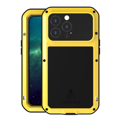 LOVE MEI Metal Shockproof Waterproof Dustproof Protective Phone Case For iPhone 13 Pro(Yellow)-garmade.com