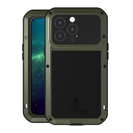 LOVE MEI Metal Shockproof Waterproof Dustproof Protective Phone Case For iPhone 13 Pro(Army Green)-garmade.com