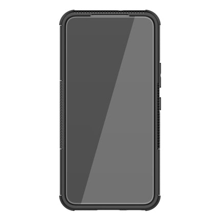 For Samsung Galaxy S22 5G Tire Texture Shockproof TPU+PC Phone Case with Holder(Black)-garmade.com
