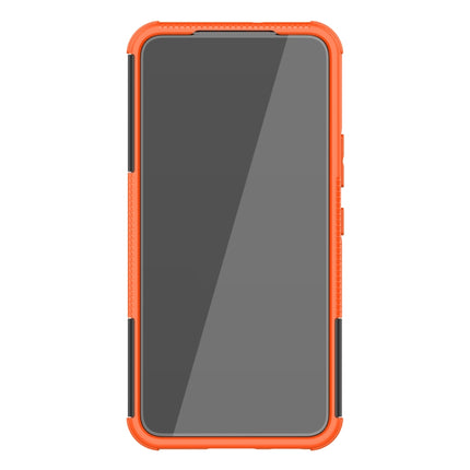 For Samsung Galaxy S22 5G Tire Texture Shockproof TPU+PC Phone Case with Holder(Orange)-garmade.com