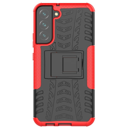 For Samsung Galaxy S22+ 5G Tire Texture Shockproof TPU+PC Phone Case with Holder(Red)-garmade.com