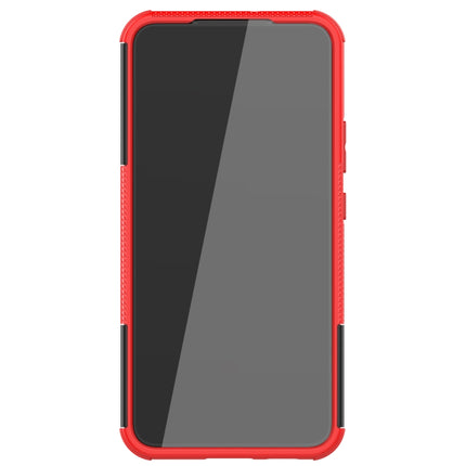For Samsung Galaxy S22+ 5G Tire Texture Shockproof TPU+PC Phone Case with Holder(Red)-garmade.com