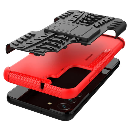 For Samsung Galaxy S22+ 5G Tire Texture Shockproof TPU+PC Phone Case with Holder(Red)-garmade.com