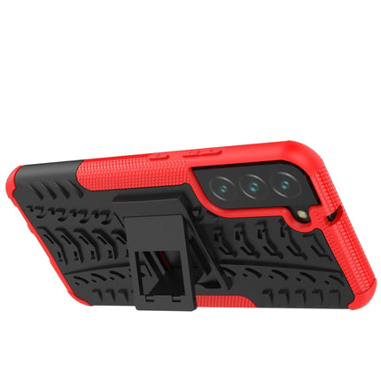 For Samsung Galaxy S22+ 5G Tire Texture Shockproof TPU+PC Phone Case with Holder(Red)-garmade.com