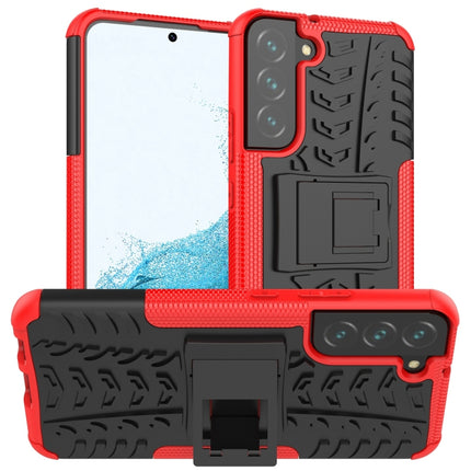 For Samsung Galaxy S22+ 5G Tire Texture Shockproof TPU+PC Phone Case with Holder(Red)-garmade.com