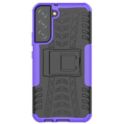 For Samsung Galaxy S22+ 5G Tire Texture Shockproof TPU+PC Phone Case with Holder(Purple)-garmade.com