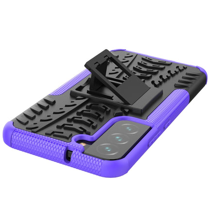 For Samsung Galaxy S22+ 5G Tire Texture Shockproof TPU+PC Phone Case with Holder(Purple)-garmade.com