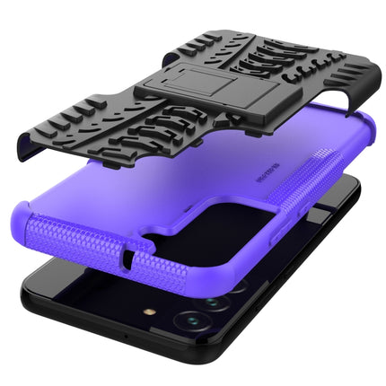 For Samsung Galaxy S22+ 5G Tire Texture Shockproof TPU+PC Phone Case with Holder(Purple)-garmade.com