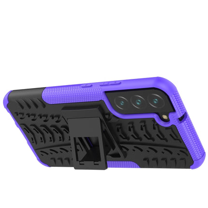 For Samsung Galaxy S22+ 5G Tire Texture Shockproof TPU+PC Phone Case with Holder(Purple)-garmade.com