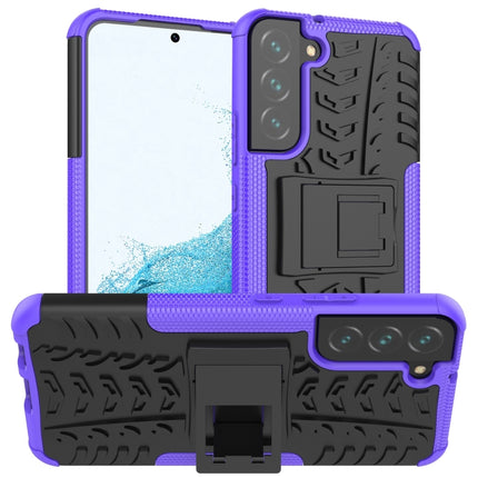 For Samsung Galaxy S22+ 5G Tire Texture Shockproof TPU+PC Phone Case with Holder(Purple)-garmade.com