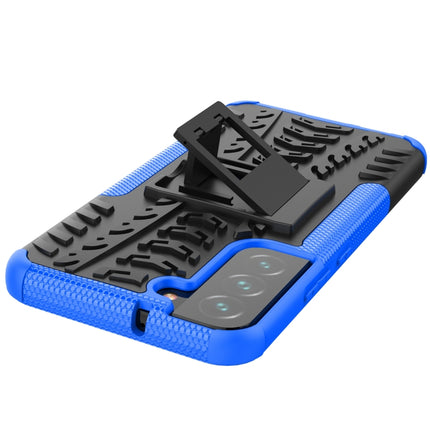 For Samsung Galaxy S22+ 5G Tire Texture Shockproof TPU+PC Phone Case with Holder(Blue)-garmade.com