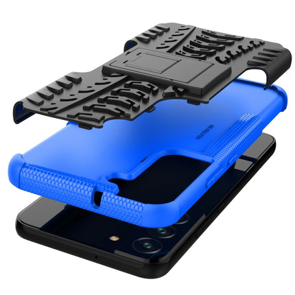 For Samsung Galaxy S22+ 5G Tire Texture Shockproof TPU+PC Phone Case with Holder(Blue)-garmade.com