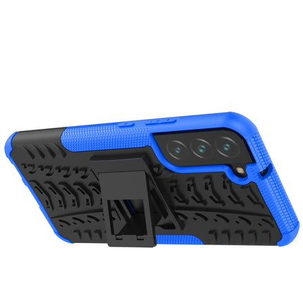 For Samsung Galaxy S22+ 5G Tire Texture Shockproof TPU+PC Phone Case with Holder(Blue)-garmade.com