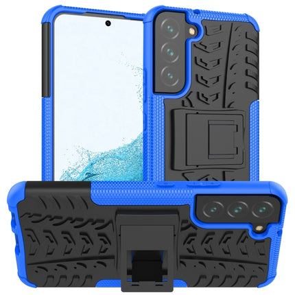 For Samsung Galaxy S22+ 5G Tire Texture Shockproof TPU+PC Phone Case with Holder(Blue)-garmade.com