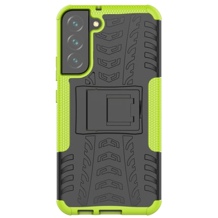 For Samsung Galaxy S22+ 5G Tire Texture Shockproof TPU+PC Phone Case with Holder(Green)-garmade.com