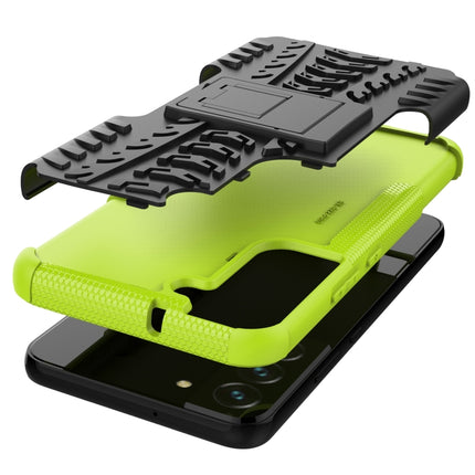 For Samsung Galaxy S22+ 5G Tire Texture Shockproof TPU+PC Phone Case with Holder(Green)-garmade.com