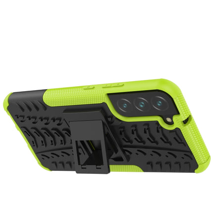 For Samsung Galaxy S22+ 5G Tire Texture Shockproof TPU+PC Phone Case with Holder(Green)-garmade.com