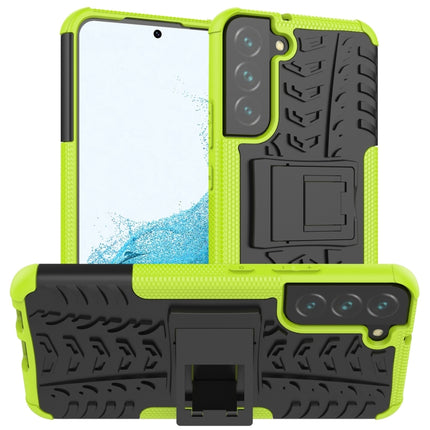 For Samsung Galaxy S22+ 5G Tire Texture Shockproof TPU+PC Phone Case with Holder(Green)-garmade.com