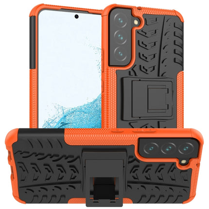For Samsung Galaxy S22+ 5G Tire Texture Shockproof TPU+PC Phone Case with Holder(Orange)-garmade.com