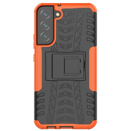 For Samsung Galaxy S22+ 5G Tire Texture Shockproof TPU+PC Phone Case with Holder(Orange)-garmade.com