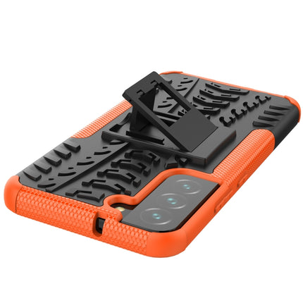 For Samsung Galaxy S22+ 5G Tire Texture Shockproof TPU+PC Phone Case with Holder(Orange)-garmade.com