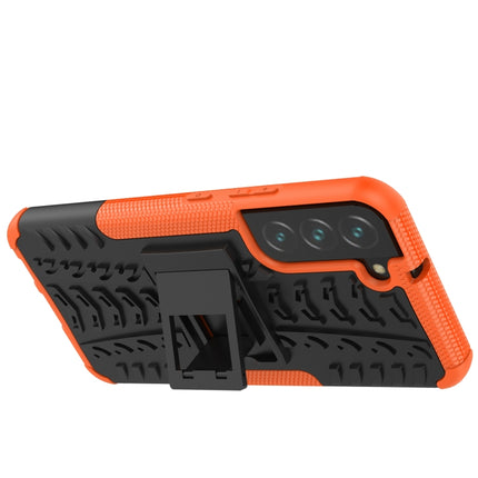 For Samsung Galaxy S22+ 5G Tire Texture Shockproof TPU+PC Phone Case with Holder(Orange)-garmade.com