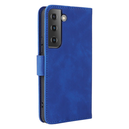 For Samsung Galaxy S22 5G Skin Feel Magnetic Buckle Calf Texture PU Phone Case(Blue)-garmade.com