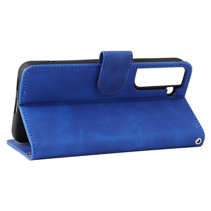 For Samsung Galaxy S22 5G Skin Feel Magnetic Buckle Calf Texture PU Phone Case(Blue)-garmade.com