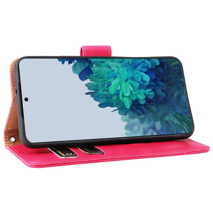 For Samsung Galaxy S22 5G Skin Feel Magnetic Buckle Calf Texture PU Phone Case(Rose Red)-garmade.com